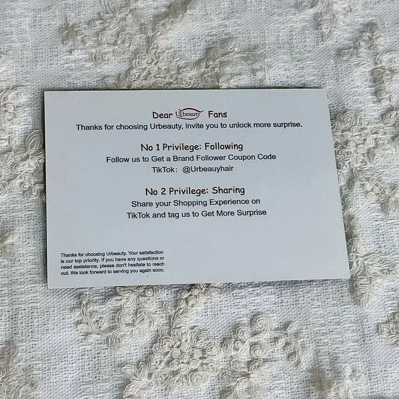 [Not For Sale]Urbeauty Free Gift Brand Card -Automatically Included after Purchase(Do Not Order Separately)