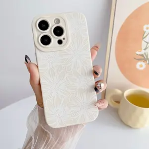 Sunflower Floral Blooms iPhone Case Soft Shockproof Protective Slim Cover for Women Girls Basic Silicone Camera Protection with Cute Sunflower Pattern Design promax phone Abstract Art Album girly