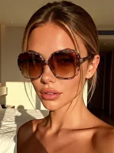 Women's Square Large Frame Wrap Sunglasses, Casual Versatile Elegant Design, Perfect for Daily Outdoor Wear