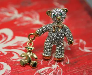 Women's Rhinestone Bear Brooch - Crystal Teddy Bear Pin, Brooch with Crystals, Lovely Christmas Gift Accessory