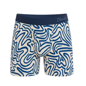 The Rio Grande | Shinesty Abstract Navy Line Ball Hammock® Pouch Underwear With Fly