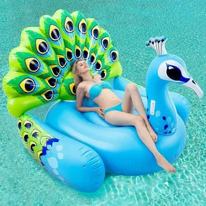 66"  Ride On Pool Float, Giant Peacock Inflatable Ride On Raft For Swimming Pool, Adults Water Fun Beach Floaties Raft  Party Decoration Toys