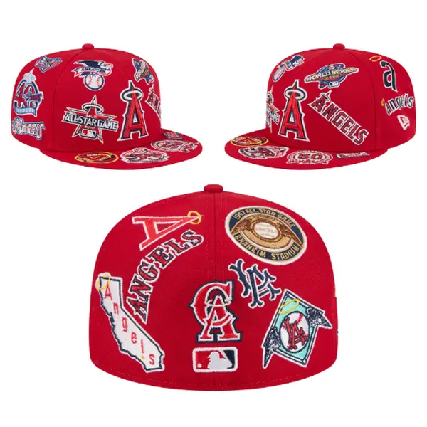 New Era Los Angeles Angels Red 59FIFTY Fitted Cap – Premium Embroidered Championship Patch Streetwear Hat