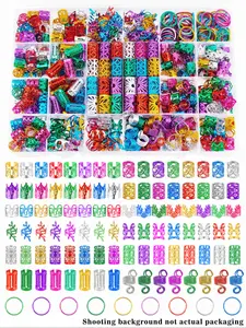 Elegant Bohemian Style Alloy Hair Accessories Set, 280pcs Hollow & Beaded Design, Round Shape, Solid Color, Perfect for St. Patrick's Day