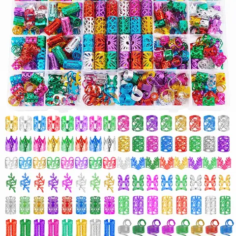 Elegant Bohemian Style Alloy Hair Accessories Set, 280pcs Hollow & Beaded Design, Creative Styling, Round Shape, Solid Color, All Seasons, Perfect for St. Patrick's Day, Unisex, Hair Accessories Pack