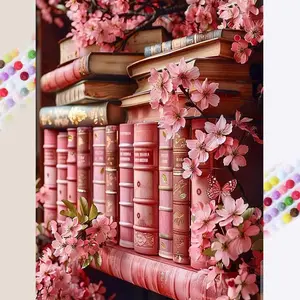 5D DIY Diamond Painting Kit, Full Drill Art Set, Sakura Book Design, Home Decor Gift, Needlepoint Craft, Handcraft, Creative Hobby, Diamond Art Tools