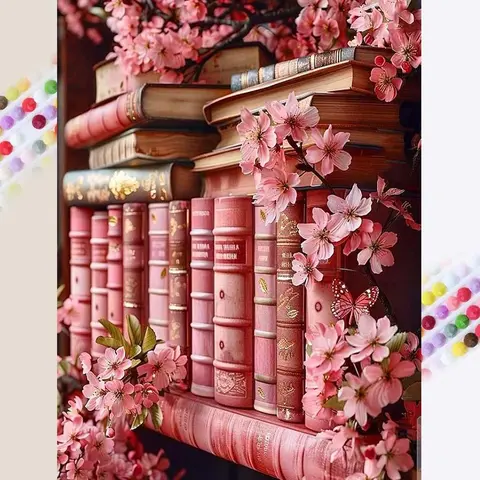 5D DIY Diamond Painting Kit, Full Drill Art Set, Sakura Book Design, Home Decor Gift, Needlepoint Craft, Creative Hobby, Diamond Art Tools, DIY Diamond Arts