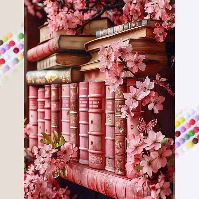 5D DIY Diamond Painting Kit, Full Drill Art Set, Sakura Book Design, Home Decor Gift, Needlepoint Craft, Creative Hobby, Diamond Art Tools, DIY Diamond Arts
