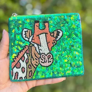 Beaded Giraffe Coin Pouch