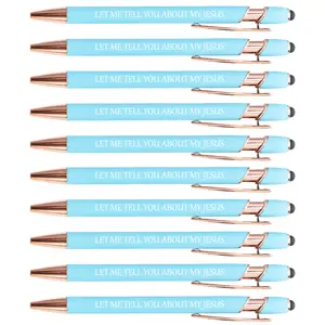 10PCS Engraved “LET ME TELL YOU ABOUT MY JESUS” Ballpoint Pen — Inspirational Christian Gift