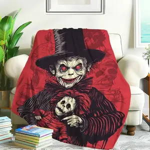 Terrifier themed flannel blanket - versatile, warm and comfortable for the sofa, office, travel - a great gift for all seasons
