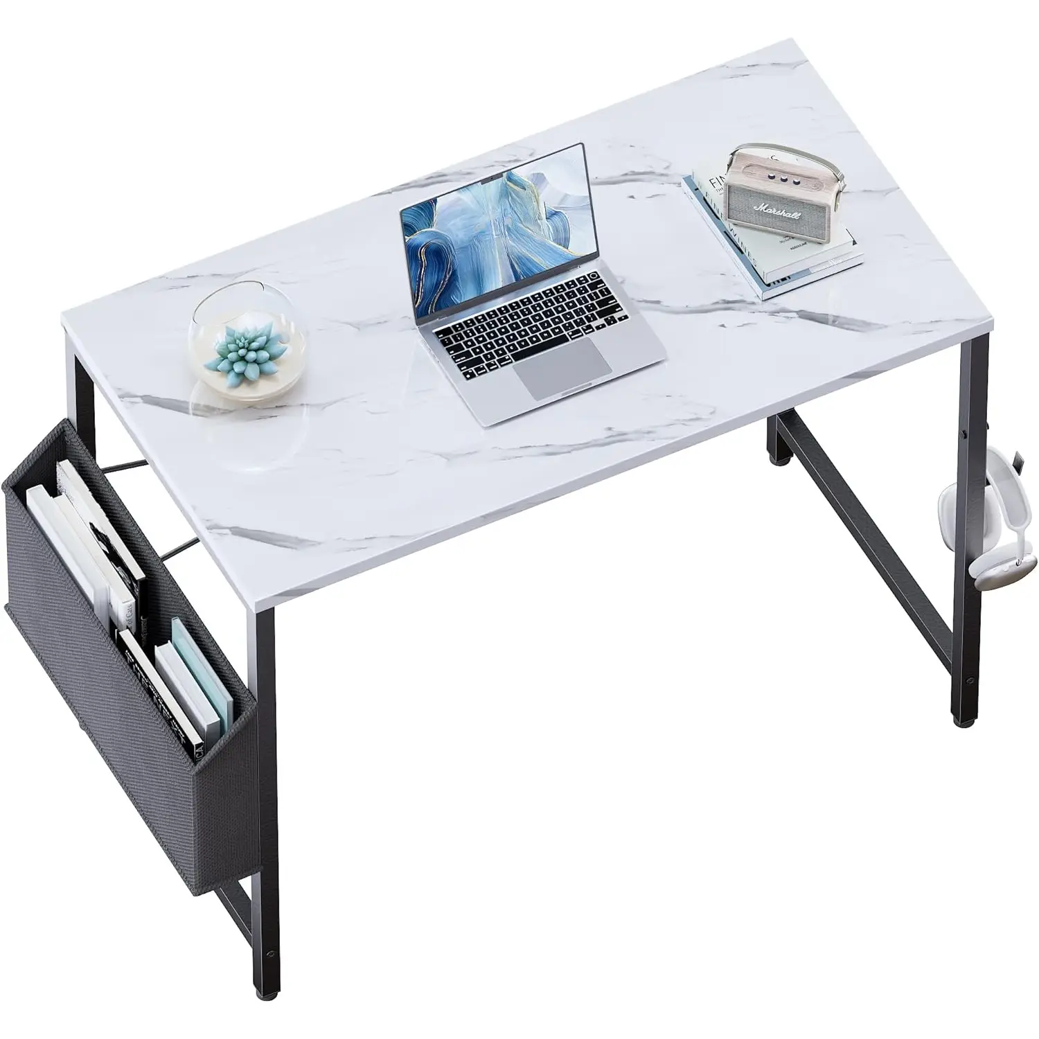 32 Inch Computer Desk for Small Spaces with Storage Bag, Home Office Work Desk with Headphone Hook, Small Office Desk Study Writing Table