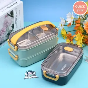 Blue Green Lunch Box With Stainless Steel Inner Layer,Water Insulation Heating,Food Storage Box Tableware,Eco Bento Box,Work Lunch Box,CHRISTMAS gIFTS