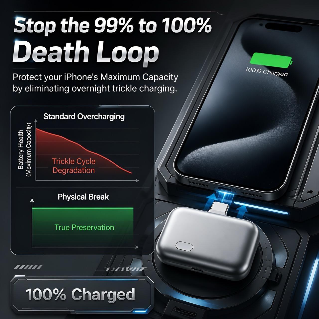 140W USB-C Auto Eject Battery Guard – Smart Auto Stop Charging Adapter, Physical Power Cutoff Anti Overcharge Protection for Safe Overnight Charging, Compatible with Phones, Laptops & Tablets Cellphone Electronic Smartphone Charger