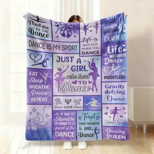 Dance-Themed Blanket & Teens - Soft Flannel Ballet With Inspirational Dance Quotes, Mixed Colors (Purple, Pink, Golden) - All-Season Cozy Throw, Home Decor, Dance Recitals, And Special Occasions, Dance Gifts