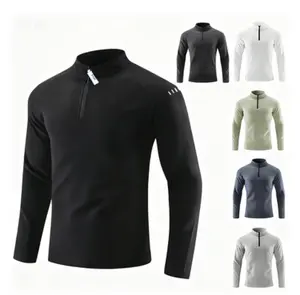 Men's Multi-Color Quarter Zip Up Mock Neck Fleece Lined Slim Fit Long Sleeve Top: Warm Casual Athletic Everyday Shirt