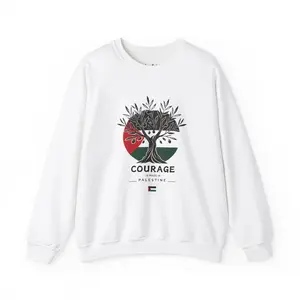 Palestinian Olive Tree Sweatshirt, Courage Made in Palestine, Palestinian Roots Gift, Unisex Crewneck Jumper, Palestinian Heritage Clothing