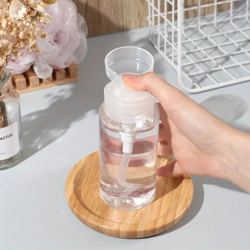 3pcs Push Down Empty Pump Dispenser Bottle, Refillable Design, Professional Push Down Liquid Pumping Empty Bottle Dispenser For Nail Polish And Makeup Remover - 6.76oz