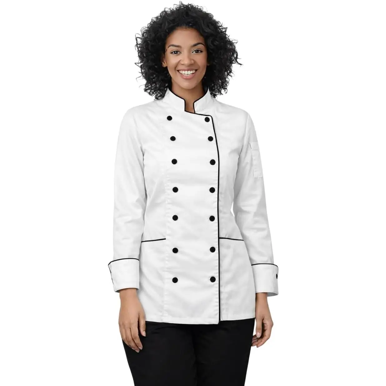 Long Sleeves Tailored Fit Chef Coat Jacket Uniform for Women Chef Ideal for Food Service, Caterers and Culinary Professionals