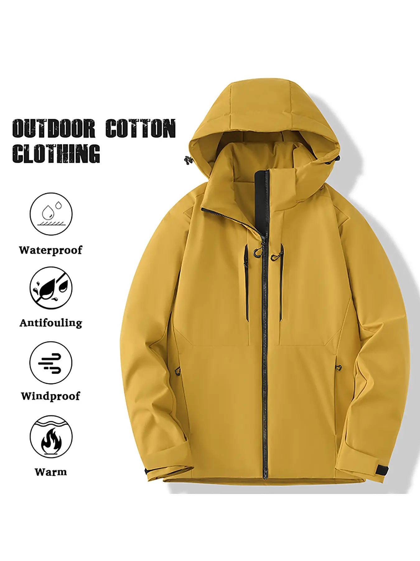 Men's Women's Winter Coat Waterproof Windproof Warm Fleece Jackets Unisex Hiking Camping Skiing Climbing Windbreaker, Detachable Hood, Graphene Lining