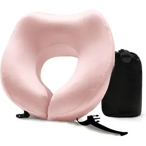 Mulberry Silk  Pillow for Traveling, Pure Memory  Travel Pillow for airplanes, Travel  Pillow for Sleeping,  and  Support,  pillow with Storage Bag (Charming Pink)
