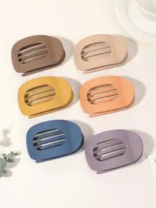 6pcs simple arc design strong non-slip large grip clip, retro style fashion accessories, suitable for women long hair thick hair, daily matte solid color temperament hair accessories