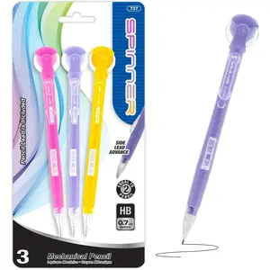 Mechanical Pencil 0.7mm Spinner, Latex Free Eraser, Smooth Writing Pencils Lead for Drafting Drawing Sketching (3/Pack)