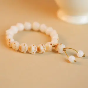 Cute Animal Lovers’ Paw-Shaped Nature White & Brown Bodhi Bracelet