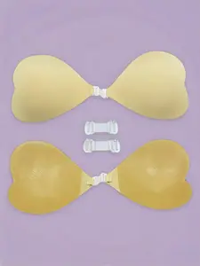 Women's Push-Up Balconette Bra, Wireless & Adjustable Straps, Moderate Support, Casual Style, All-Season Use, Minimalist Thin Design