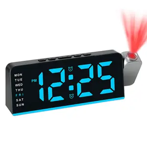 Multi-functional LED Alarm Clock Digital Bedside Projection Clock with Time&Week Display Dual Alarm Adjustable Brightness for Bedroom Home Kitchen Office Table Desk Digital Alarm Clocks