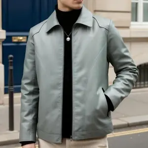 Men's  PU Leather Jacket, Classic Zipper Coat with Lapel, Slim Fit Fashion Riding Jacket, Windproof Casual Outerwear Suitable for Men's Daily and Outdoor Riding Wear