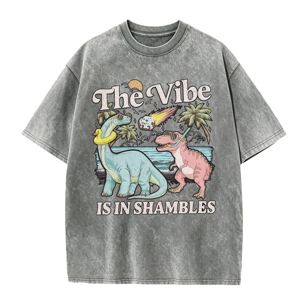 Women's Short-Sleeve "The Vibe Is In Shambles" T-Shirt - Funny Dinosaur Cute Mental Health Top for Women, Cute & Funny Shirt, Womens Gift, Shortsleeve, Tops For Women,clothes for back to school,first day of school outfits