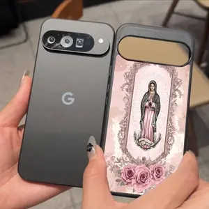 Compatible with Google Pixel 6/7/8/9 Pro Decorative Phone Protector Cover for pink  La Virgen de Guadalupe phone case HNRMgg617-6