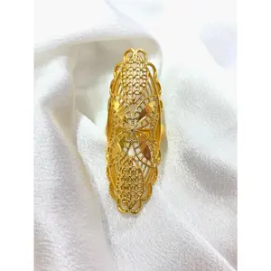 GOOD Dubai Golden Ring Brazilian Women 24K Gold Plated Wedding Bride Arabic Ethiopian Big Nigerian Jewellery Moroccan Resizabl