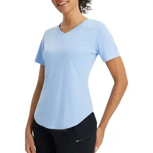 baleaf Women's Short Sleeve V Neck Shirts UPF 50+ Sun Shirt V Neck UV Workout Moisture Wicking Quick Dry T-Shirts Rash Guard Sport Lounge Hiking Daily