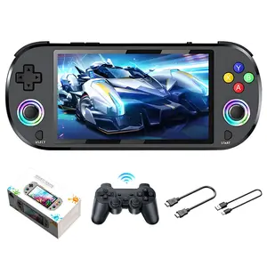M22 Pro Retro Handheld Game Console, Compatible With 30000+ Games,30+ Emulators,EmuELEC System Portable Video Gaming Console,5-inch IPS 16 Million Color RGB Screen,with 2.4G Wireless Controller,3000mAh (Black-256G)