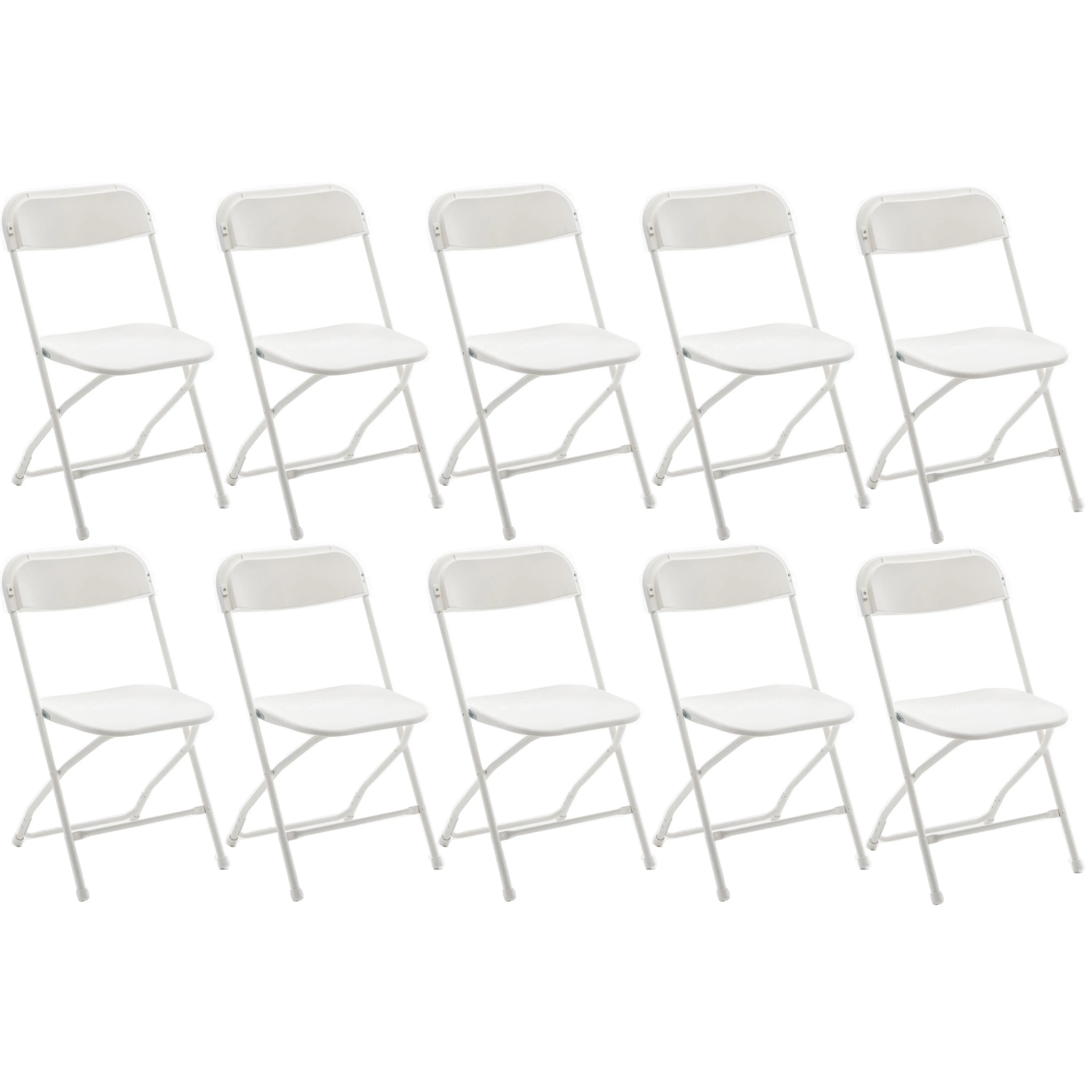 BTEXPERT White Plastic Folding Chair with Steel Frame - Commercial High-Capacity, Lightweight (1/2/4/6/8/10-Piece Sets) Metal Fold Dining, Hard Plastic Outdoor Grade Chairs for Office, Wedding Use, Plastic Folding Chairs