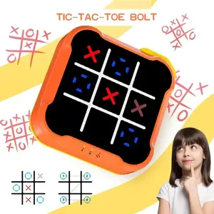 Tic Tac Toe, 4-in-1 Board Game Console, Handheld Electronic Puzzle Game, Portable Travel Game for Trips, Office Breaks, Queue Time, Birthday Gift for Kids and Adults