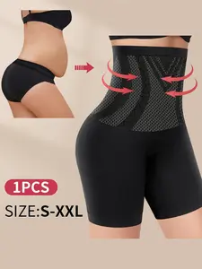 1 Count Solid High Waist Seamless Shapewear Shorts, High Compression Faja, Firm Control Girdle, Butt Lifting And Tummy Control Shapewear Bottoms, Breathable Comfortable Shapewear Panties For Women, Tight-Fitting Panty, Suitable For Training Or Sports