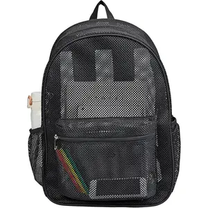 Heavy Duty Mesh Backpack, See Through College Backpack with Padded Shoulder Straps for Swimming Outdoor Sports