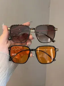 2 Pairs Women's Oversized Boho Style Modern Trendy Sunglasses, Square Frame with Metal Legs, Uv400 Protection, Perfect for Daily Wear, Gifts, Beach Vacations