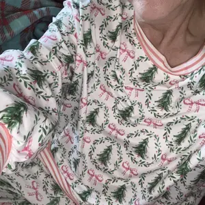 Product Review of Holiday Forest Print Loungewear Set Womens Tree Bow Pajama Set Long Sleeve Top Jogger Pants Soft Cozy Knit New Year Valentines Day All Season Sleepwear from D**y H**e J**y