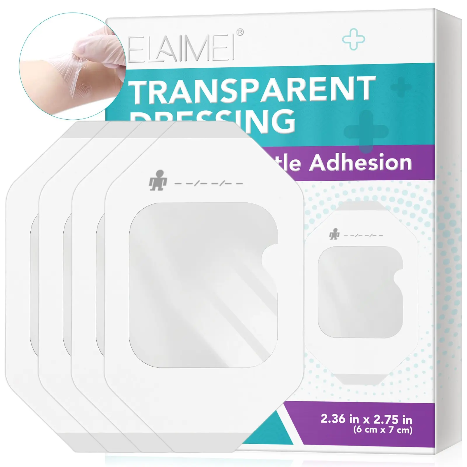 ELAIMEI Transparent Film Skin Patches, Invisible Patch, Scar Patches in various sizes, Scar Solution, feature elasticity, made from hypoallergenic materials, conform to the skin, waterproof and soft, protect the skin, serve as transparent dressings
