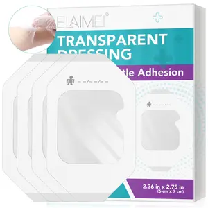 ELAIMEI Transparent Film Skin Patches are available in various sizes. They feature exceptional elasticity, are made from hypoallergenic materials, conform to the skin, are waterproof and soft, protect the skin, and serve as versatile transparent dressings