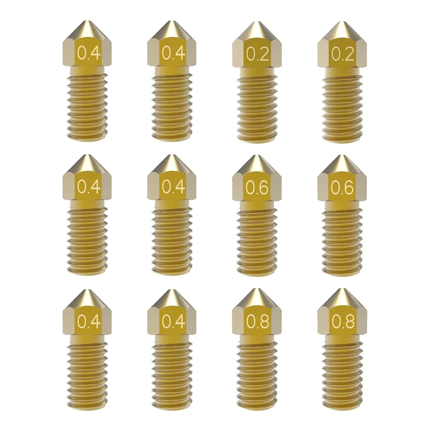 3D Printer Nozzles 12 count M5/M5C Nozzle,  Brass Nozzles with High Temperature Resistance Upgraded Fully Fit for AnkerMake M5/M5C Ender 3 V2 Ender 3/3 pro,0.2mm,0.4mm, 0.6mm, 0.8mm Nozzle Kit