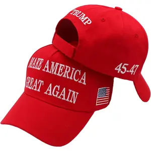 2Pc Trump 2024 MAGA Hat - Make America Great Again Donald Trump 45, 47 Presidential Campaign Red Cap with USA Flag justSave4u