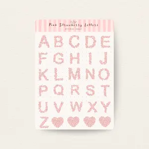 Pink Strawberry Letters Sticker Sheet