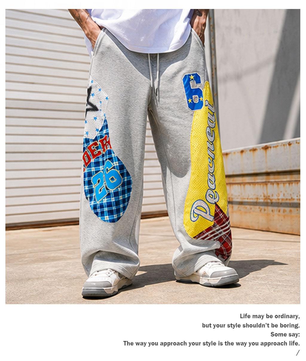 TELLFUN--Men's Low-Waist Y2k Grunge Barrel Sweatpants - Baggy Fit, Loose-Fitting Wide-Leg, Graphic Print Activewear with Adjustable Drawstring for Teens TELLFUN--Men's Low-Waist Y2k Grunge Barrel Sweatpants - Baggy Fit, Loose-Fitting Wide-Leg, Graphic Print Activewear with Adjustable Drawstring for Teens