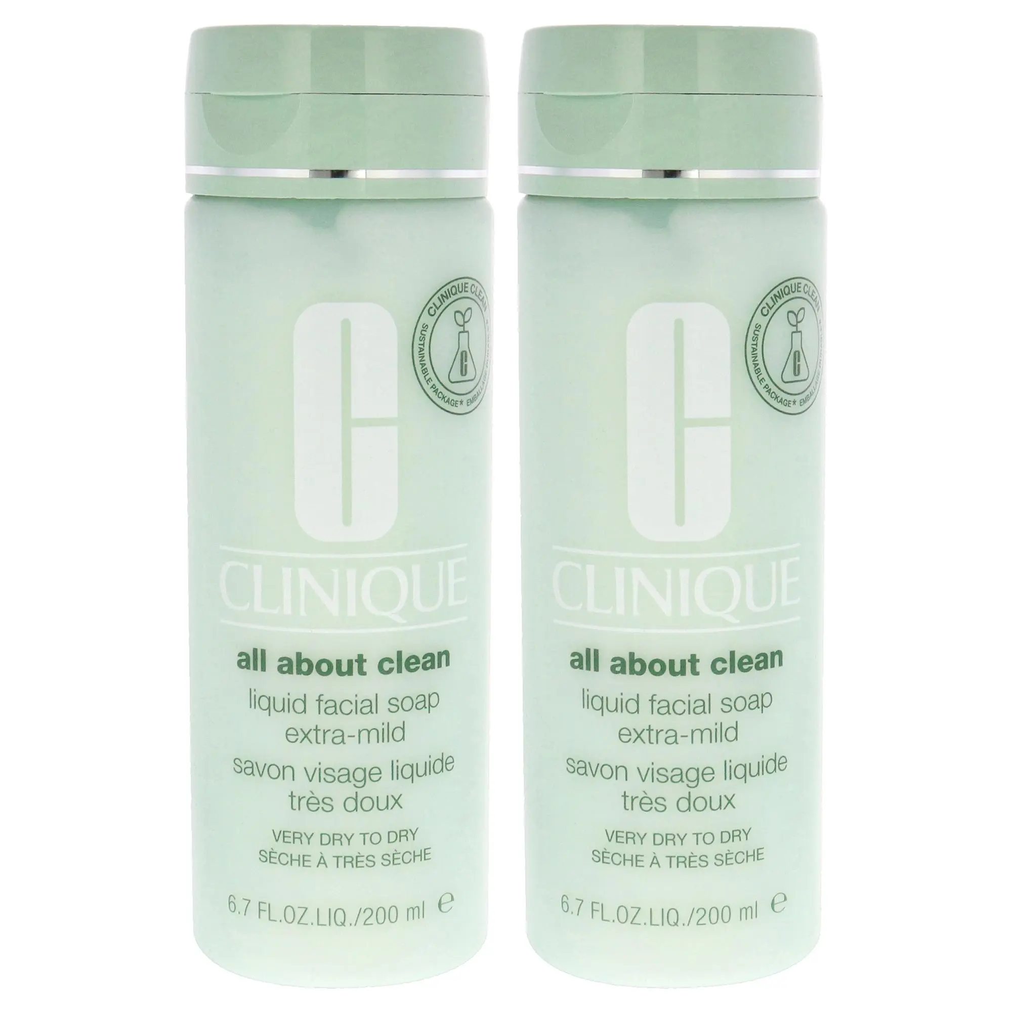 All About Clean Liquid Facial Soap Extra Mild by Clinique for Unisex - 6.7 oz Soap - Pack of 2