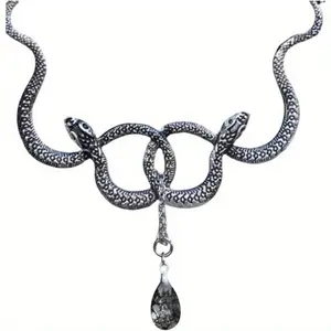 Ladies' Gothic snake-shaped necklace, retro twisted snake pendant necklace, Halloween, Christmas and New Year gifts
